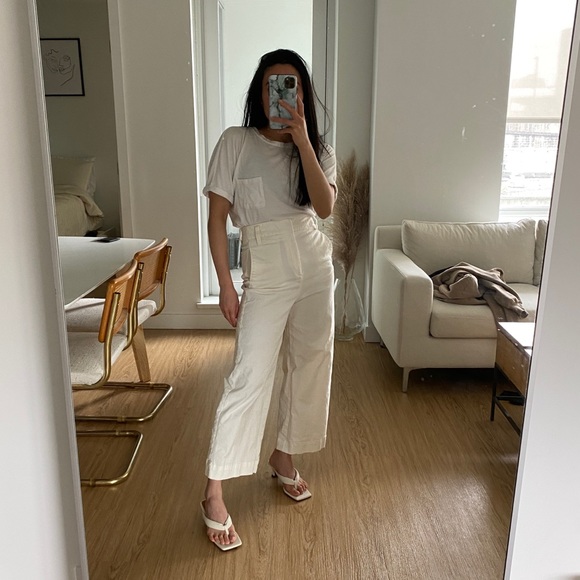 Zara Pants - Zara White Wide-leg Ankle Trousers